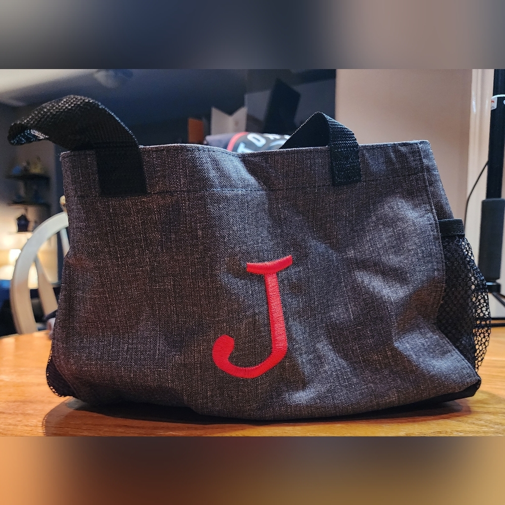 Thirty-One Charcoal Tote with Red Accent